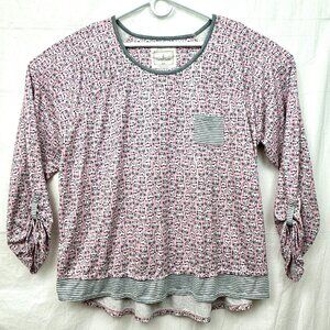 Cat Print Long Sleeve Sleep Shirt Women XXL Pink Gray White CuddlDuds